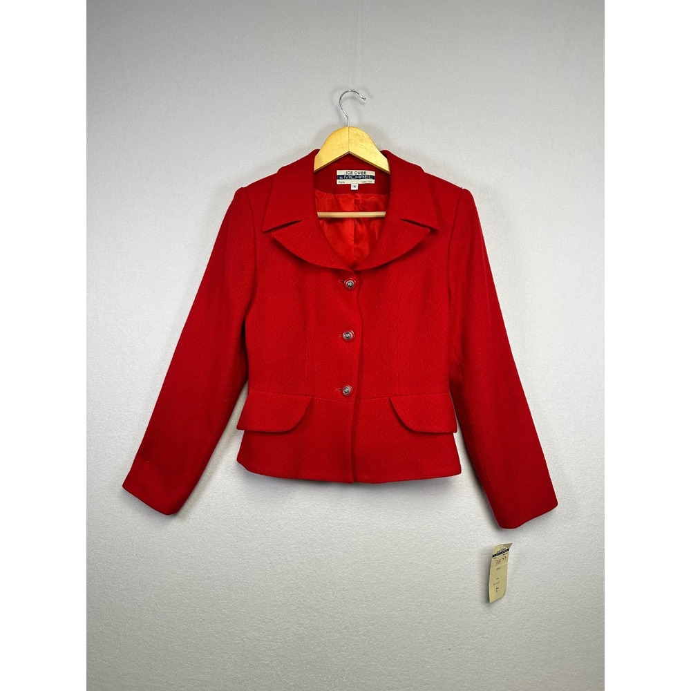 ICE CUBE By MICHAEL Paris New York‎ Vintage  Red Blazer Jacket Size 6 Wool